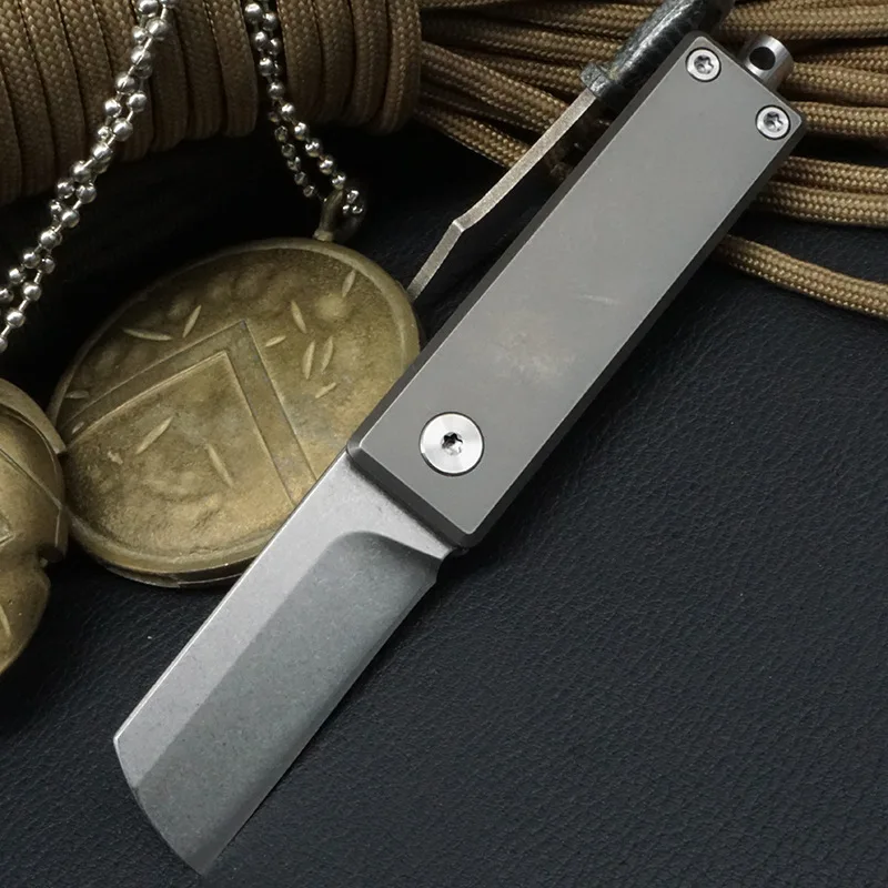 Trskt Cleaver Folding Knife ,S35VN Steel Balde, Titanium alloy Handle Hunting Pocket Knife