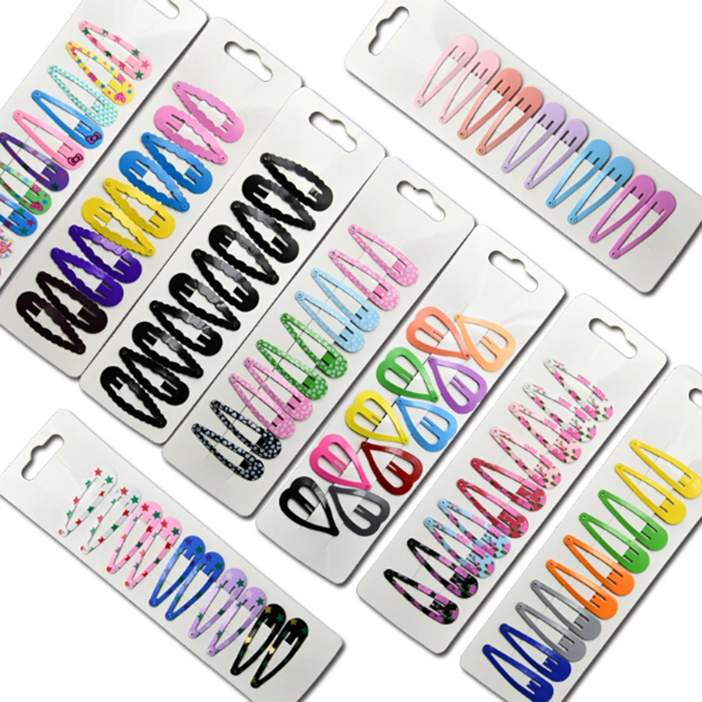 

10 pieces High Quality Printing Snap Hair Clips for Kids Solid Metal hairpins Girls Hair accessories Clips Hairgrips Barrettes