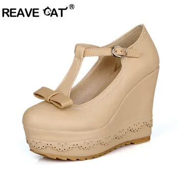 

REAVE CAT Summer Platform Wedges Sandals T-strap Women Espadrilles Sandals Ankle Strap super High Heels Gladiator Sandals
