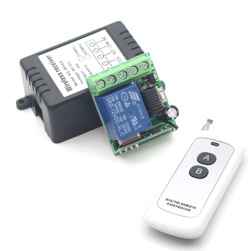 

DC 12V 10A 1CH Remote Switch Relay Module Smart Home Control Delay Receiver with Universal Wireless 433 Mhz RF Transmitters