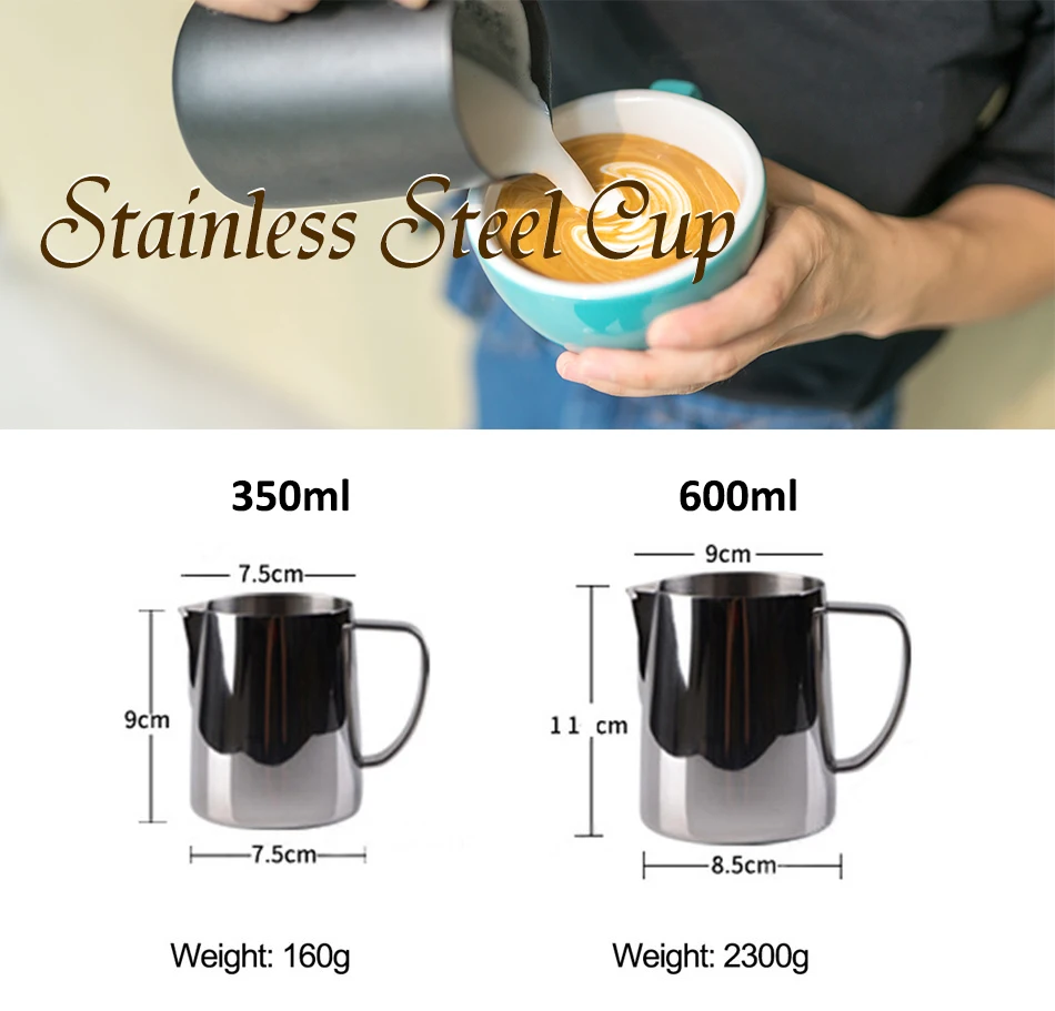 Milk Jug 0.3-0.6L Stainless Steel Frothing Pitcher Pull Flower Cup Coffee Milk Frother Latte Art Milk Foam Tool Coffeware