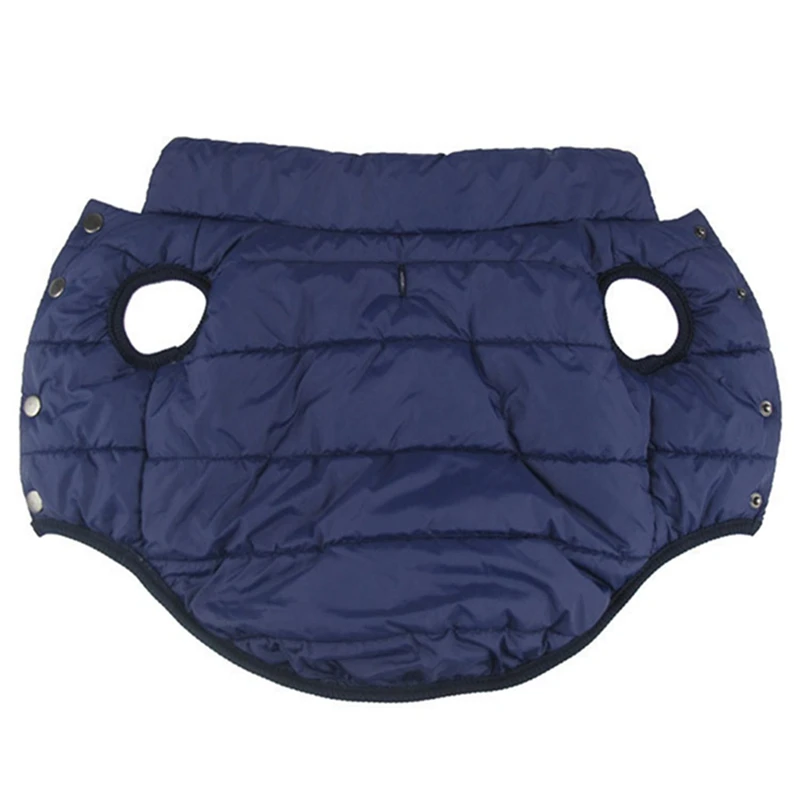 Теплая одежда с принтом в виде собак для маленьких собак ветрозащитная зимняя куртка для питомца подкладке одежда на Хлопчатобумажной Подкладке одежда для щенков одежда для Йорка Чихуахуа Одежда для бульдога - Цвет: Синий