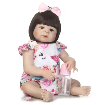 

Hot 23"Full Silicone Bebe Reborn Baby Girl Princess Dolls Lifelike Newborn Babies Alive Doll for Child Bath Shower Bedtime Toy