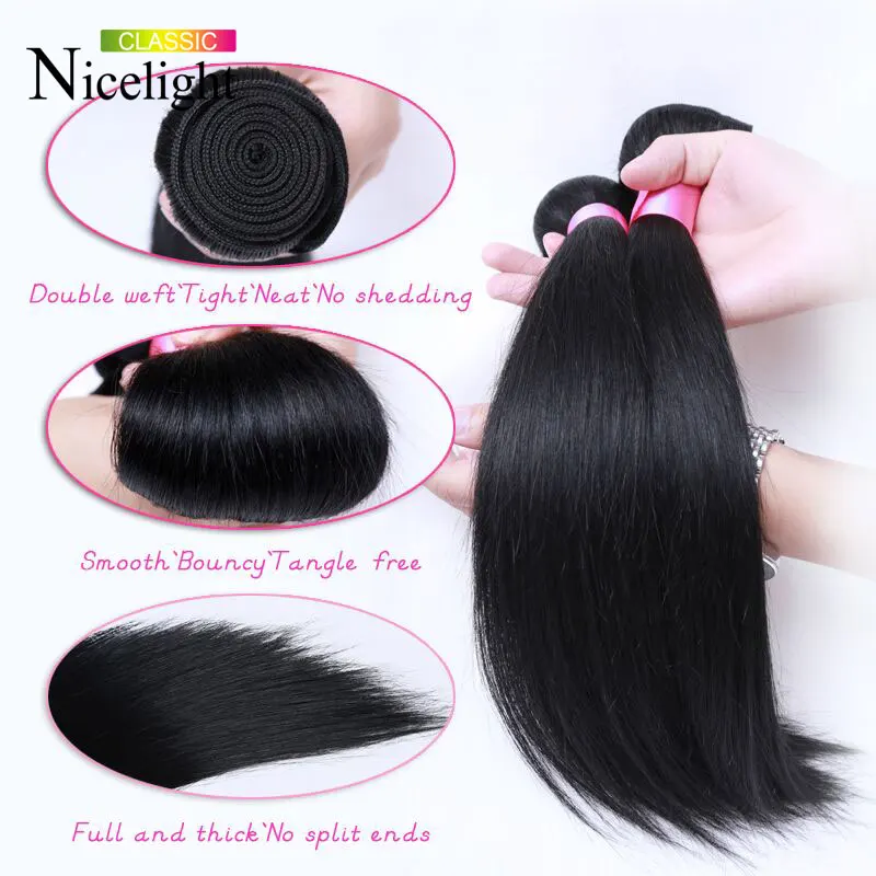 7a Unprocessed 4 Bunldes Virgin Chinese Hair Straight Weave