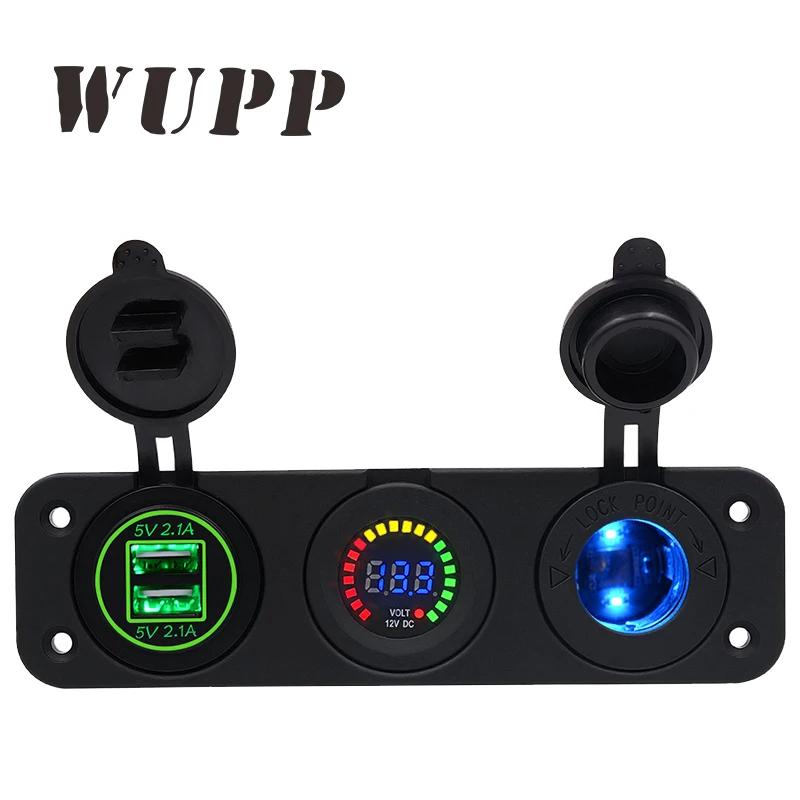 WUPP Dual Usb Зеленый Авто прикуриватели разъем Dc 5 В в 4.2A адаптеры питания зарядное