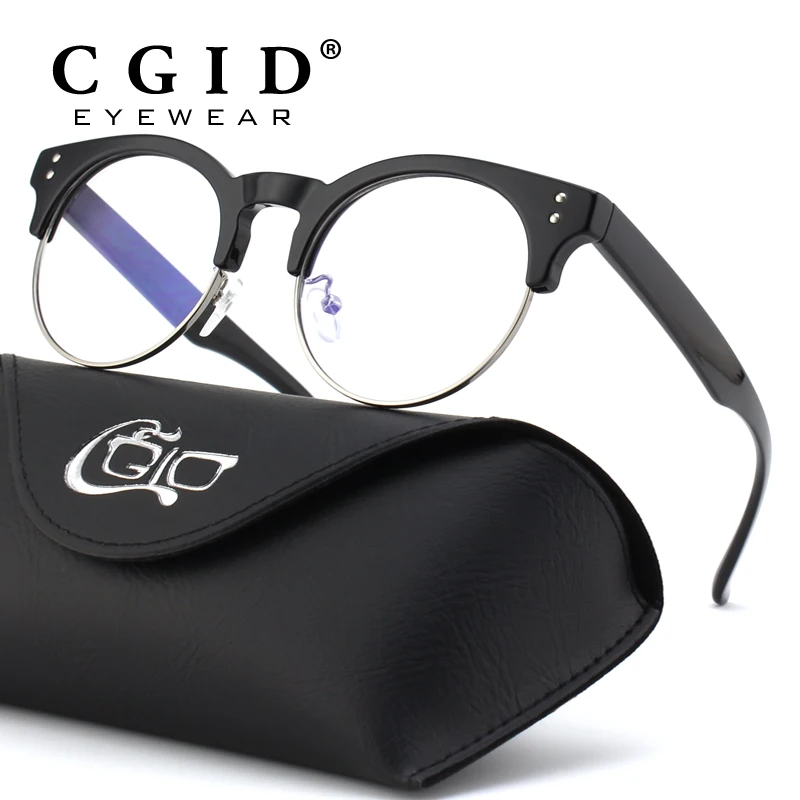 

CGID TR90 Retro Computer Glasses Round Frame PC Glasses Anti Blue Light Computer Goggles Vintage Brand Designer Eyeframe CT43