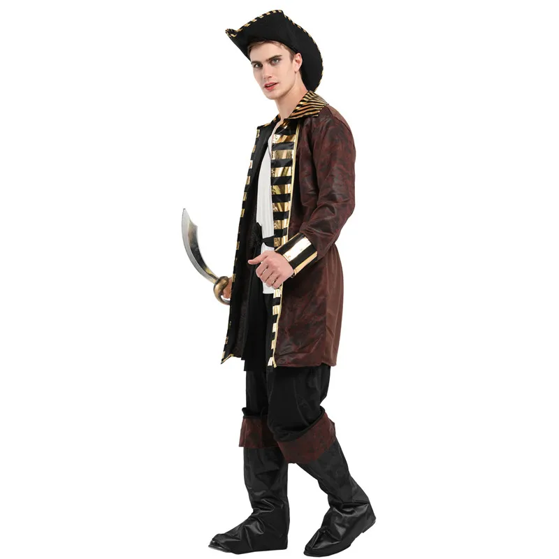 

Men Pirates of the Caribbean Jack Sparrow Cosplay Halloween Warrior Costumes Carnival Purim Masquerade Nightclub Bar Party Dress