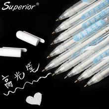 Превосходное качество, 6 шт./партия, 0,8 мм, белая ручка для эскизов, тонкая ручка для рисования, художественные школьные маркеры, принадлежности для письма
