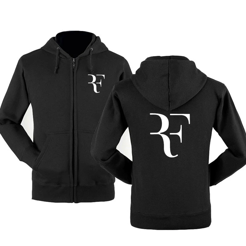 

Fashion Roger Federer RF Print Hoodies Men Casual Hip Hop Harajuku Long Sleeve Mens zipper Hoodie Sweatshirts Man Hoody Clothing