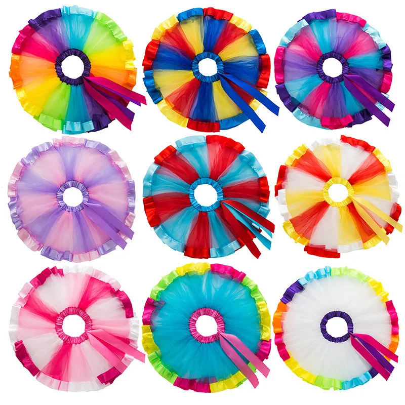 Rainbow Dress Children Girls Clothes Tutu Dresses for Kids Party Colorful Tulle Child Halloween Christmas Costume Acting Dancing (4)