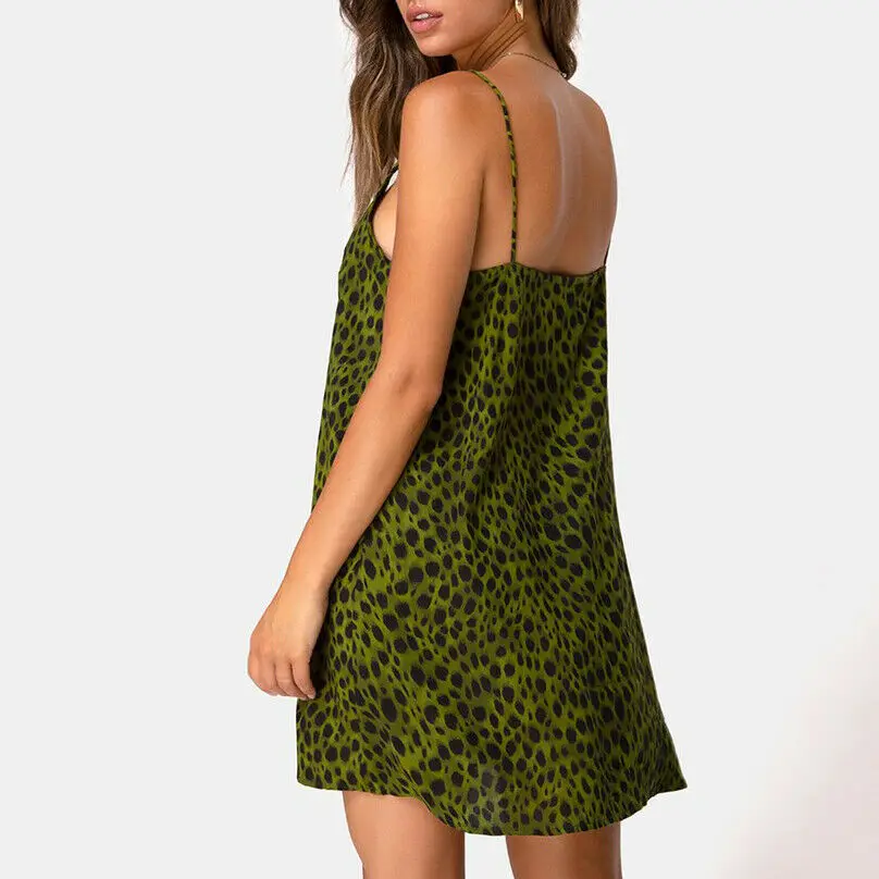 2 стиля, летнее женское мини-платье без рукавов с леопардовым принтом, на пуговицах, с v-образным вырезом, с высоким разрезом, с высокой талией, короткое платье
