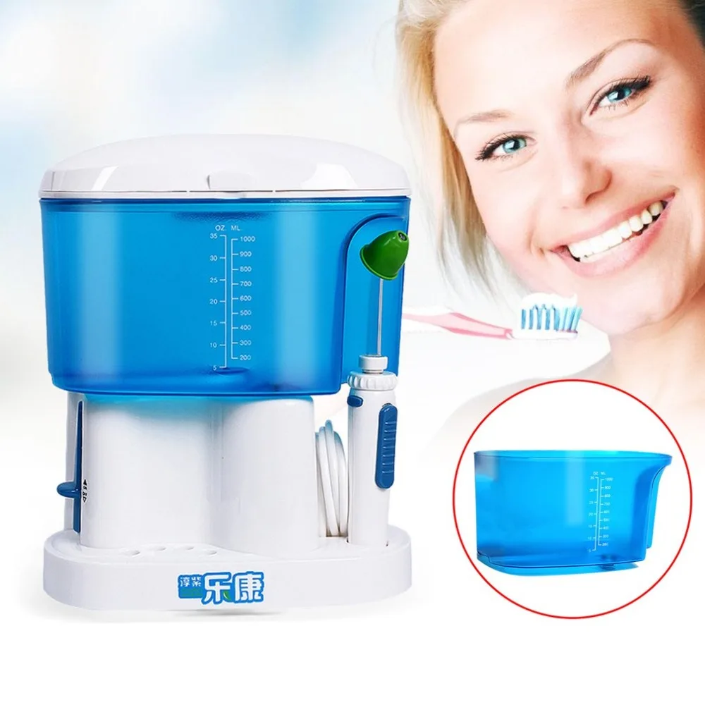 

Electric Pulse Oral Irrigator Plaque Removal 220V Dental Water Flosser 1000ml Household Tooth Washing Device US Plug 2018 New
