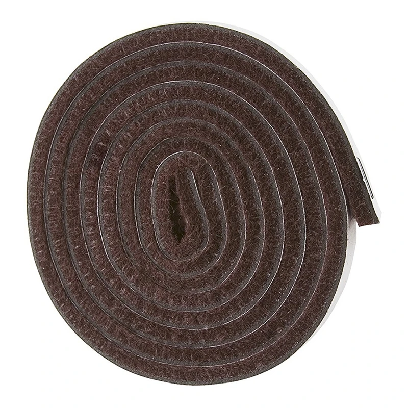 Самоприлипающая сверхмощная войлочная полоска рулон для твердых поверхностей (1/2 дюймов x 60 дюймов), коричневый