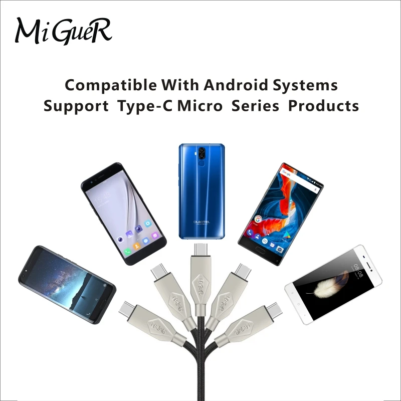 MiGueR 3 28 футов Type C USB кабель для передачи данных зарядный нейлоновый плетеный шнур