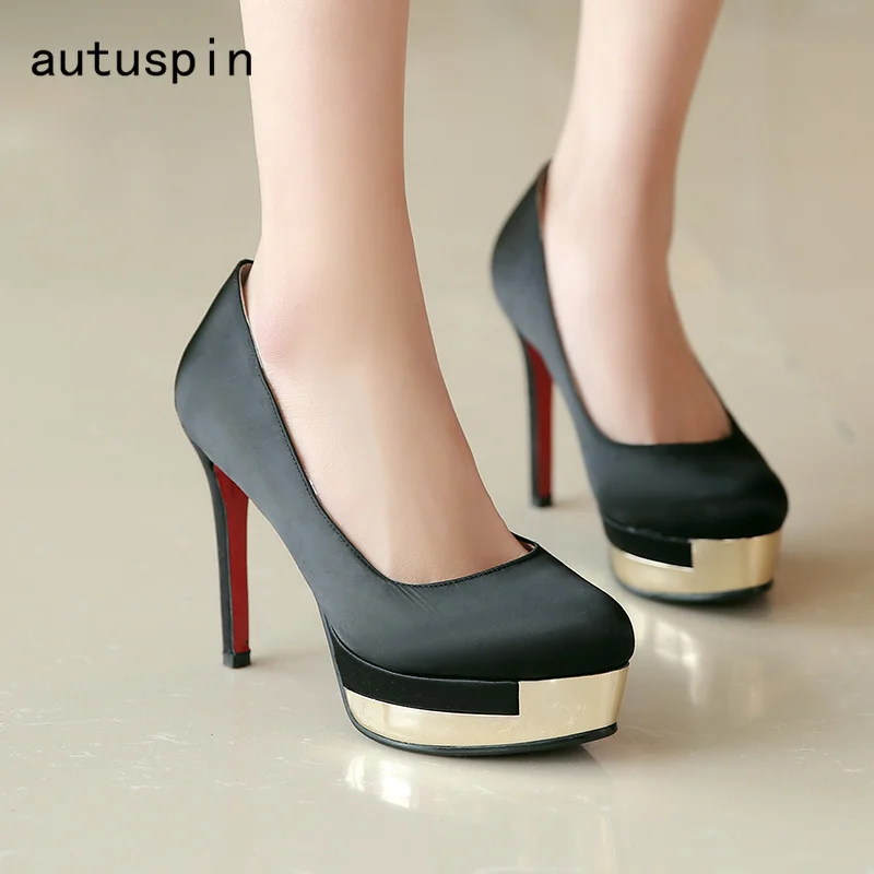 

autuspin Dress Shoes Woman Black Microfiber Women's Heels 2019 Ladies Pump Sexy Party Office Women's Pumps Fashion Shoes Women
