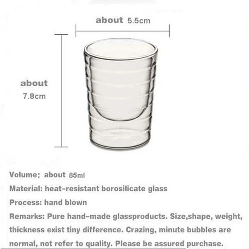 Caneca ручная выдувная Двухстенная сыворотка протеин canecas N эспрессо Кофейная
