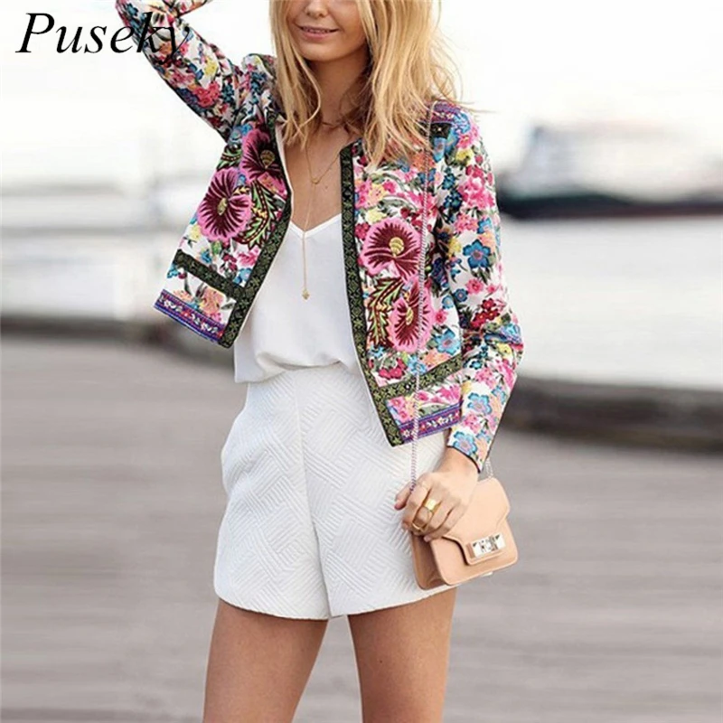 

Embroidery Outerwear Winter Tribal Print Office Ladies Women Coats and Jackets Vintage Autumn Long Sleeve Coat Bomber Jacket
