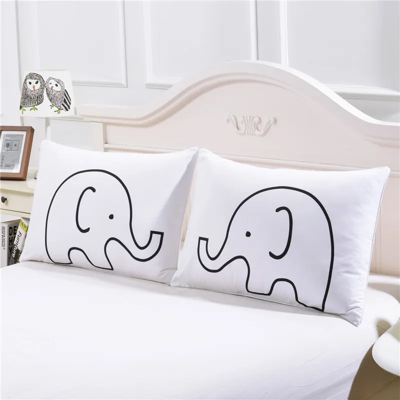 Elephants Pillowcase ,Couple Elephants Cushion Cover ,Animal Pillow