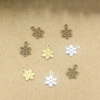 

7*9mm Vintage Flower Tiny Charms Blanks Metal Bu Yao Hair Sticks Jewelry Accessories Findings Multi-color Plated