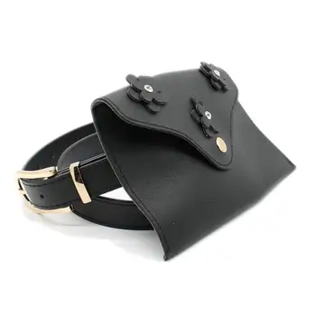 

Women's Set of Waist Pouch and Buckle 1inch Width Faux Leather Belt