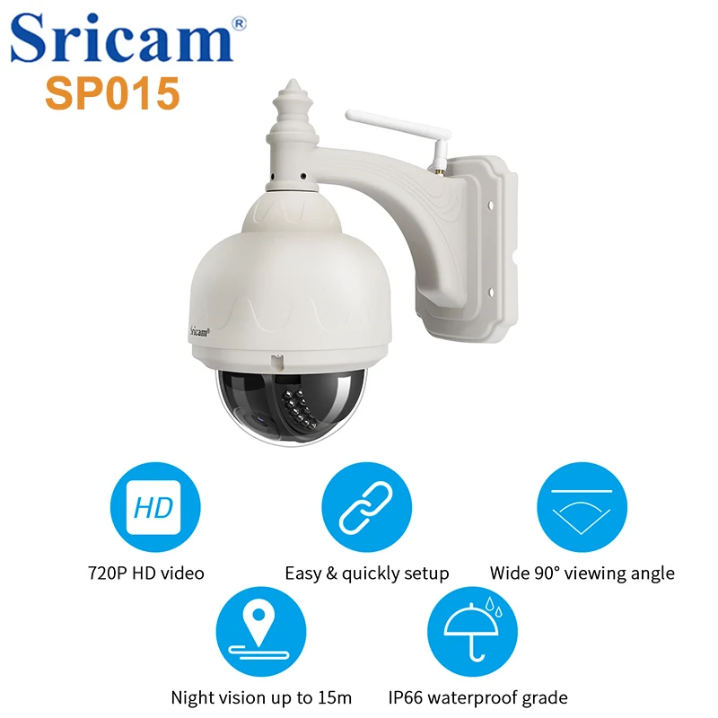 

SRICAM SP015 Waterproof HD IP Camera Indoor Outdoor Security Camera Wireless Wifi Surveillance Camera Wi-fi CCTV Infrared Camera