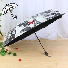 Jiangpanyue paris rosa borboleta sol guarda-chuva preto revestimento uv guarda-sol chuva feminino modesto maiden parapluieparaguas(China)