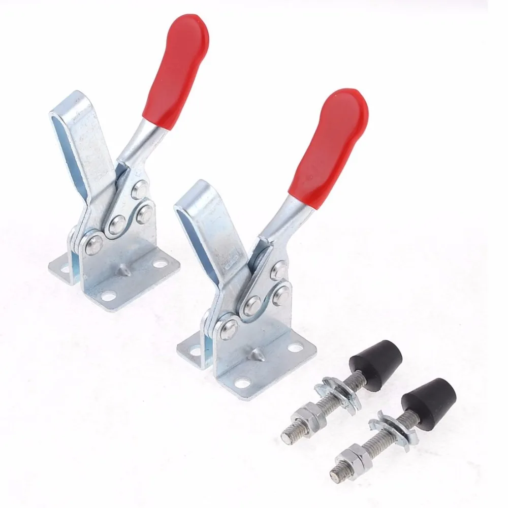

2Pcs 90Kg / 198Lbs Hand Tool Toggle Clamp Antislip Red Horizontal Clamp 201-B Quick Release Tool