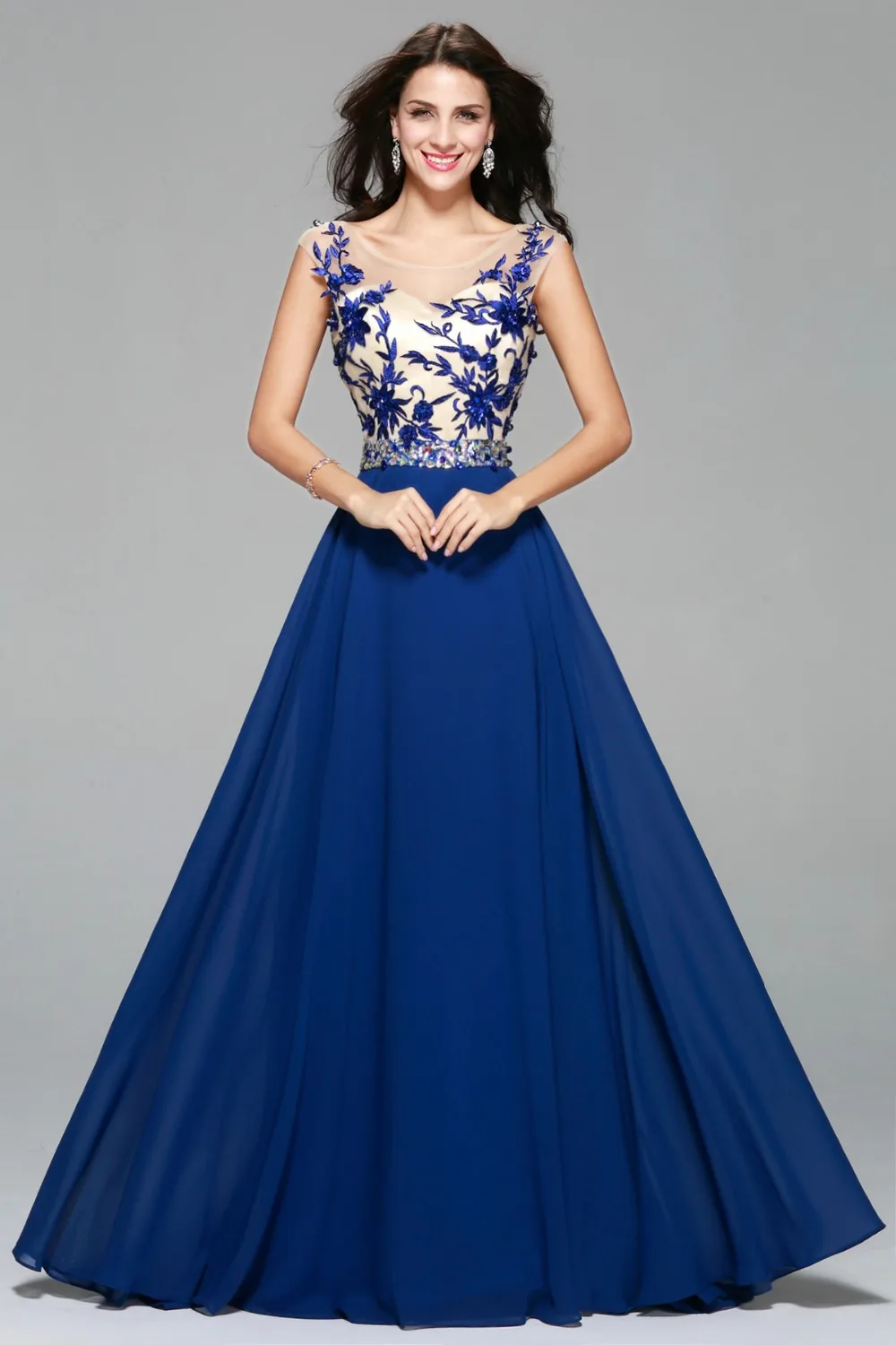 2019 New Graceful Evening Dress A Line Scoop Embroidery 