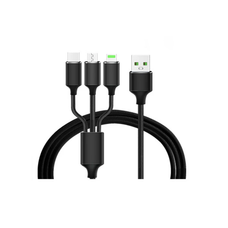 3 в 1 3 в 1 3 в 1 USB кабель 2A Быстрая зарядка Micro USB+ кабель type C 120 см нейлоновый плетеный кабель для samsung Xiaomi HUAWEI ASUS - Цвет: Black