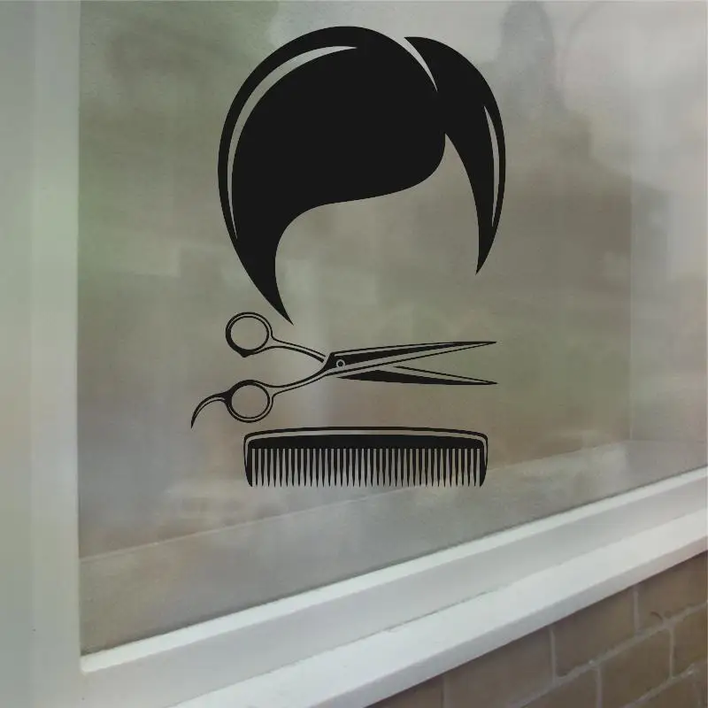 Hombre Barber Shop pegatina tiempo nombre Chop bread Decal haircut posters vinilo Wall Art decalques Ventanas decoracion mural11