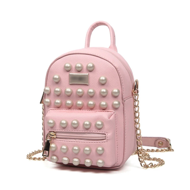 Edgy Big Rivet Casual Small Bag 2016 Fashion New Stylish PU Shoulder Bag Litchi Stria Leather