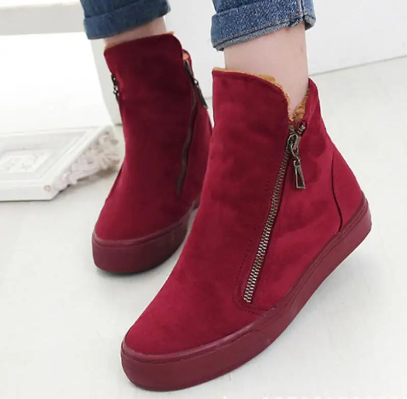 

women ankle snow boots winter warm short plush wedge matin shoes woman platform booties sapato feminino chaussure flats TA0220