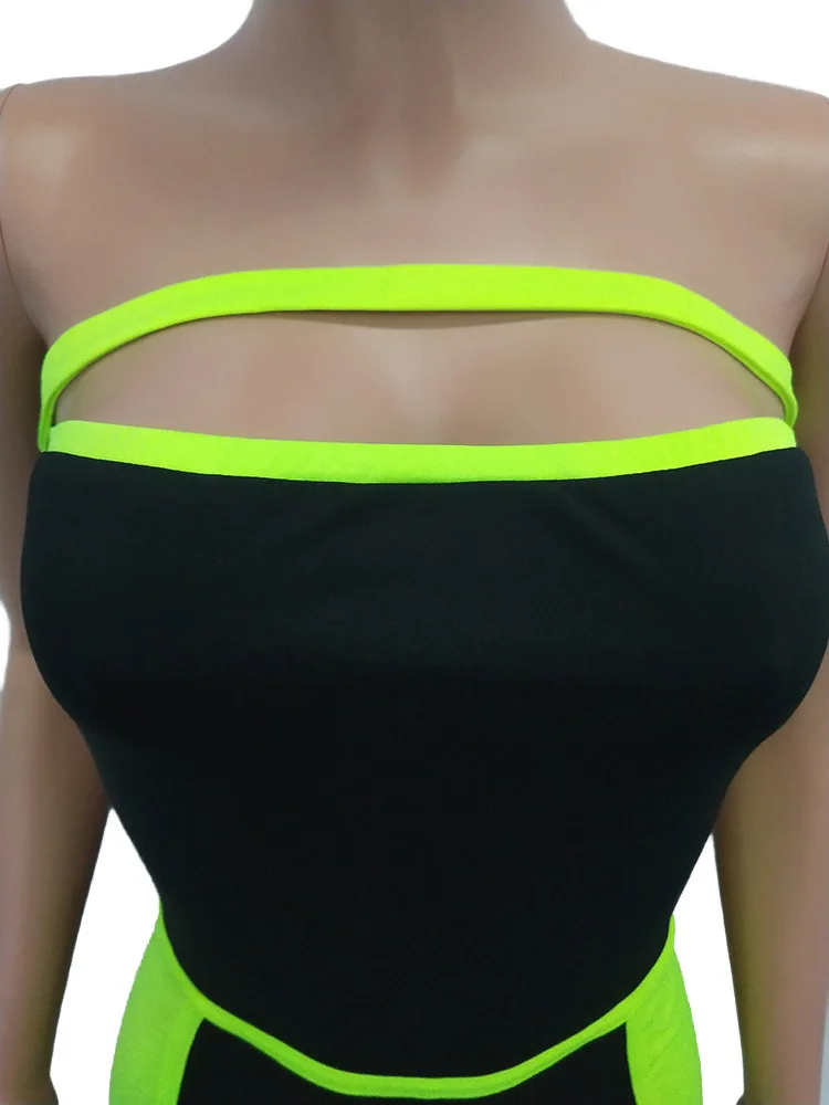 Sexy Mesh Patchwork Strapless Playsuit Women Backless Jumpsuit 2019 Summer Shorts Rompers Female Push up Fitness Streetwear