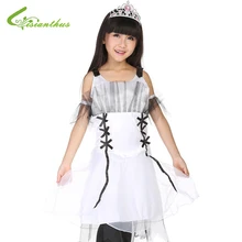 Girls Halloween Costumes Demon Dress Crown Set Black Spider Cosplay Stage Wear Clothing Kids Party Fancy