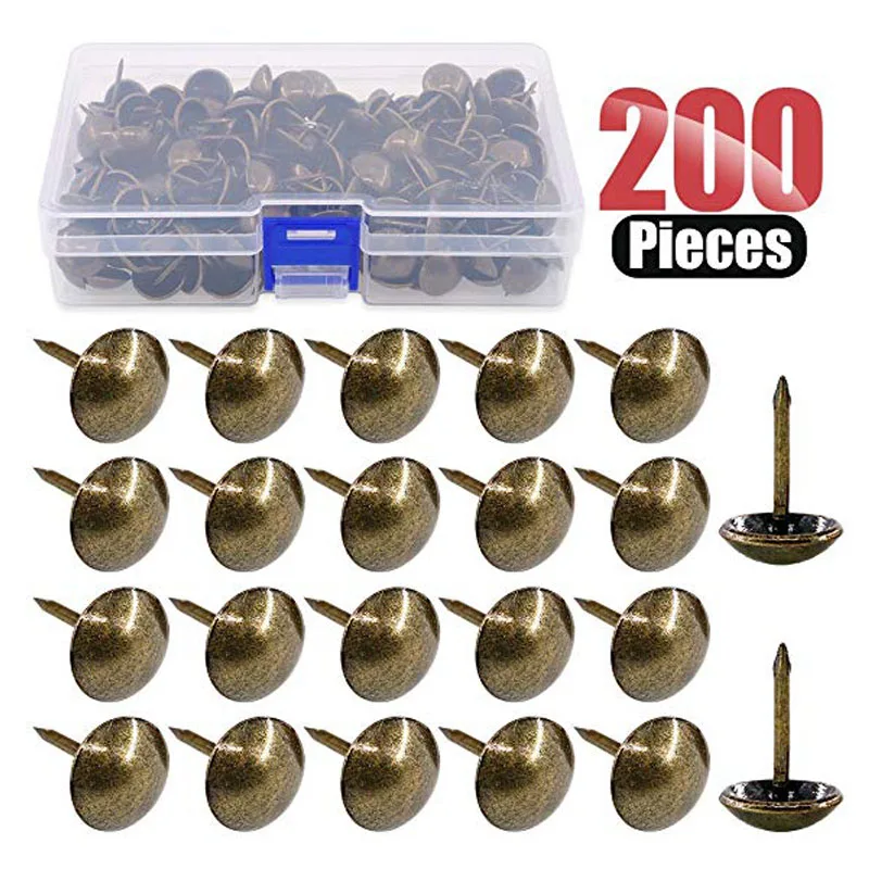 

200 Pieces 5/8(16mm) Round Dome Head Vintage Decorative Upholstery Furniture Sofa Thumb Tacks Nails Pins with Clear Plastic C