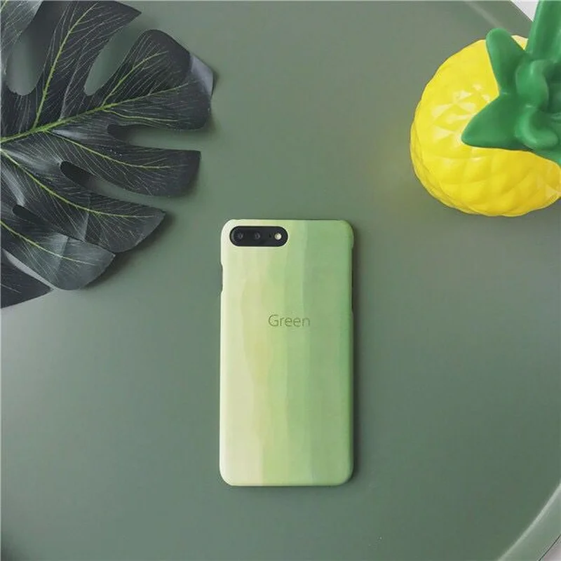 Matcha Green Gradient Phone Case for IPhone XS 6 7 6S 8 Simple Hard Matte Plus Back Cover |
