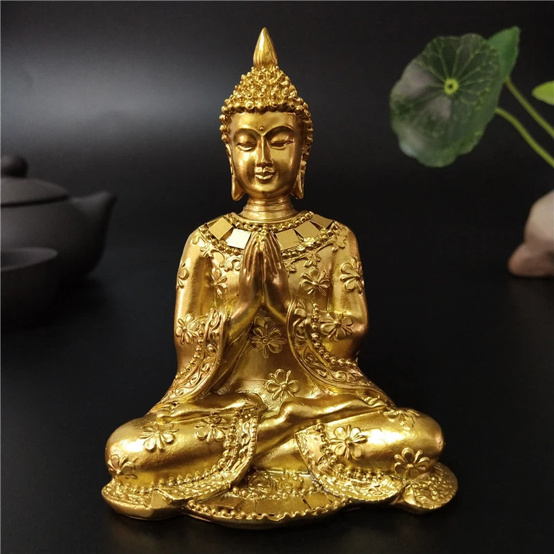 

Golden Thailand Buddha Statue Home Garden Decoration Meditation Buddha Sculpture Hindu Fengshui Figurines Ornaments Crafts