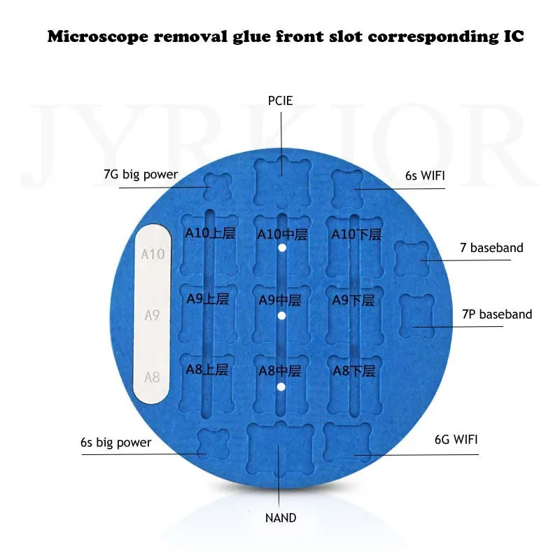 Jyrkior двухсторонний микроскоп база клей слот для удаления платформы для iPhone процессор A8 A9 A10 A11 NAND Wi-Fi отпечатков пальцев IC инструмент для ремонта