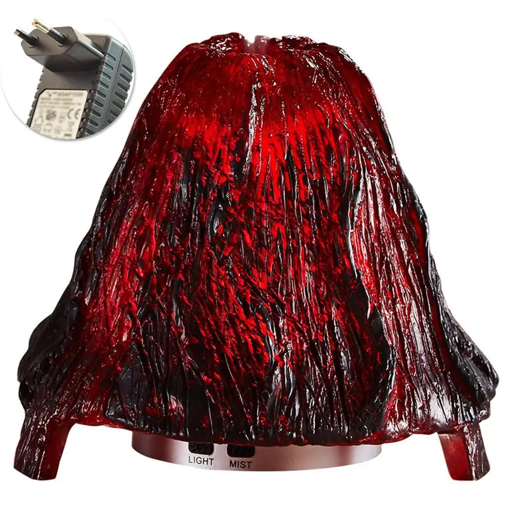 

100ml Ultrasonic Air Humidifier Aroma Essential Oil Diffuser Volcanic Shape Humidifier Anti-dry Mist Fogger Maker Adapter Red