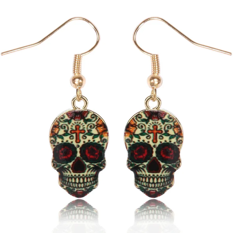 Сладкие серьги Calavera с черепом в стиле сладкой поп для празднования мексиканского