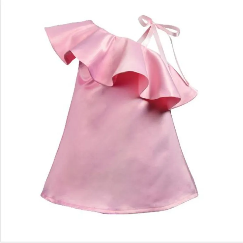 

The latest girl summer sweet lotus leaf collar dress infant pink strap party princess dress girl baby summer clothes