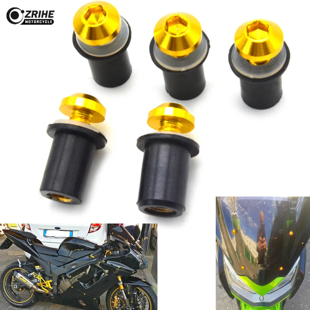

5mm Golden nuts bolt Front Windshield Bolt Fixed caps motocycle part For Honda CB CBR 300 599 600 600F 1000 1000R 1100 650F