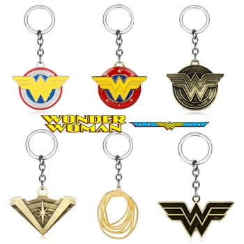 

DC Comics Jewelry Superhero Wonder Woman Keychain Men Trinket Metal Pendant Key Chain Car Bags Key Ring