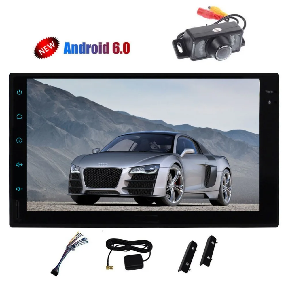 

Double Din 7'' Capacitive Touch Screen In Dash GPS Navigation with 1GB RAM and 16GB ROM Support SWC/WiFi/3G/4G/AM FM Radio/Blue