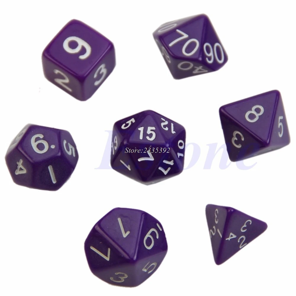 Набор из 7 Гранник D4 D6 D8 D10 D12 D20 Подземелья и Драконы D & D RPG разнообразные игральные кости игры