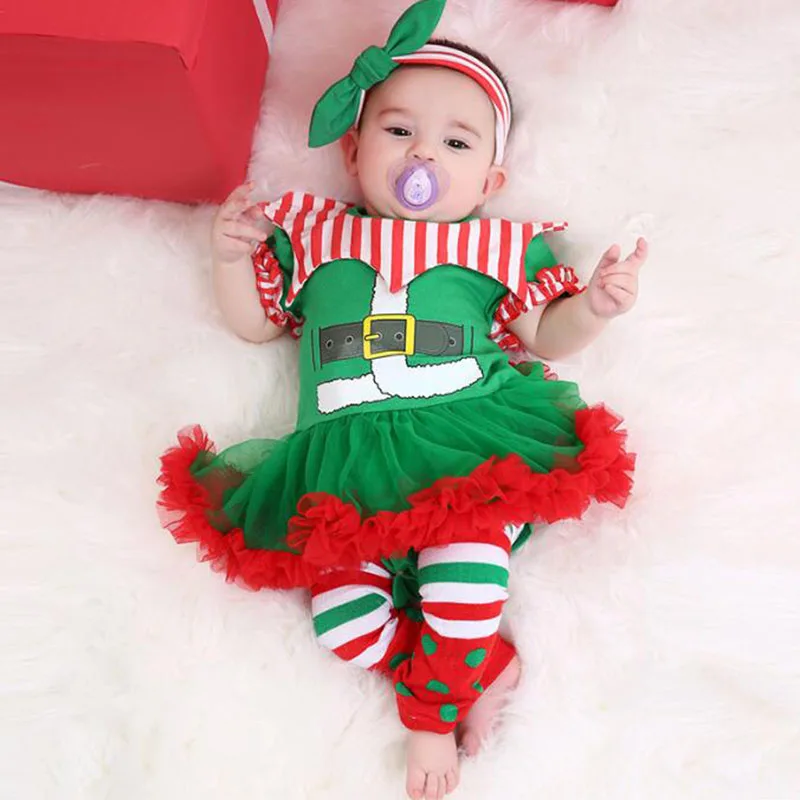 Baby clothes Christmas short sleeve Christmas tree design romper +leg
