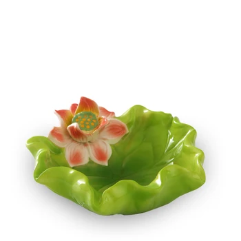 

new Chinese ceramic lotus design decorative plate figurine underglaze crafts porcelain decorative dishes home decor accessories