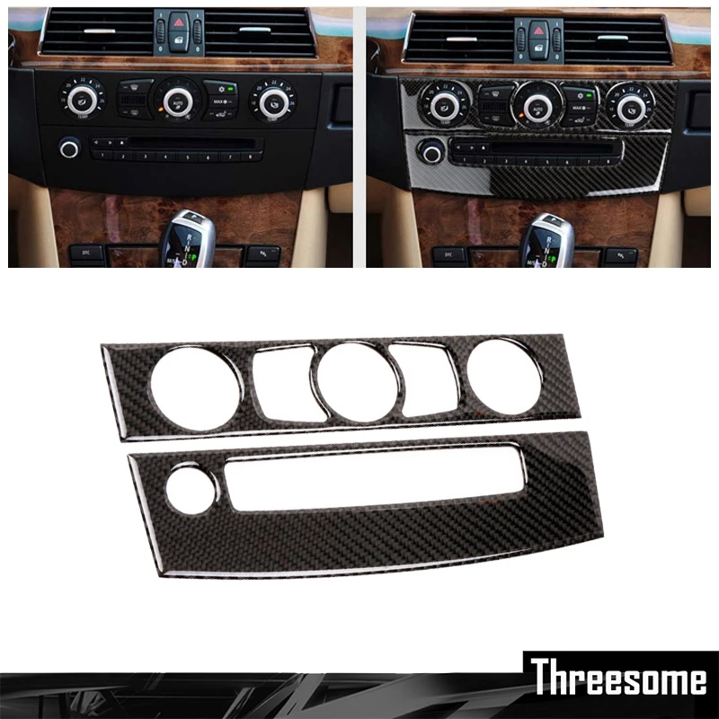 

SRXTZM Carbon Fiber Interior Trim Air conditioning CD Control Panel Decoration for BMW E60 5 Series 2008 2009 2010 Accessories
