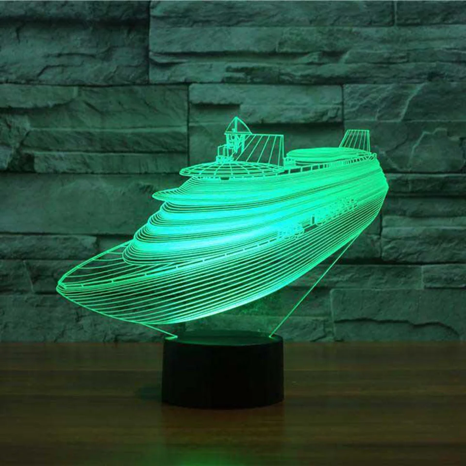 7 цветов Изменение 3D Led круиз яхты моделирование настольная лампа прикроватная видение корабль лодка спальня освещение сна декоративное ночное освещение подарки