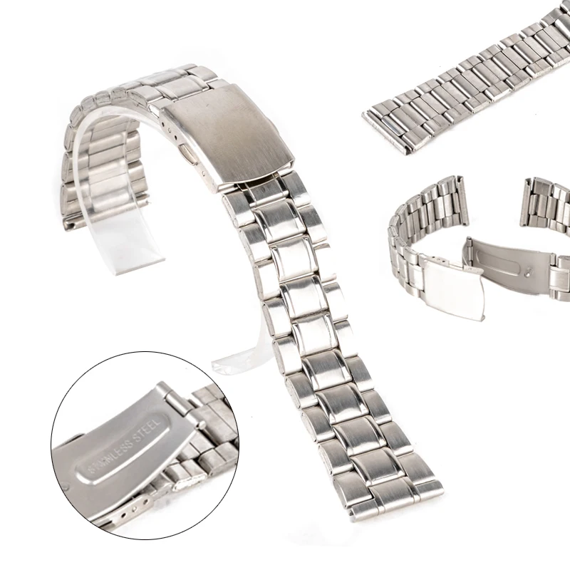 

Shellhard Luxury Watch Band 14/16/18/20/22mm Silver Stainless Steel Watch Strap Buckle Silver Straight End Watch Band Strap